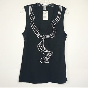 H&M Black Sleeveless Blouse V Neck with Ruffle